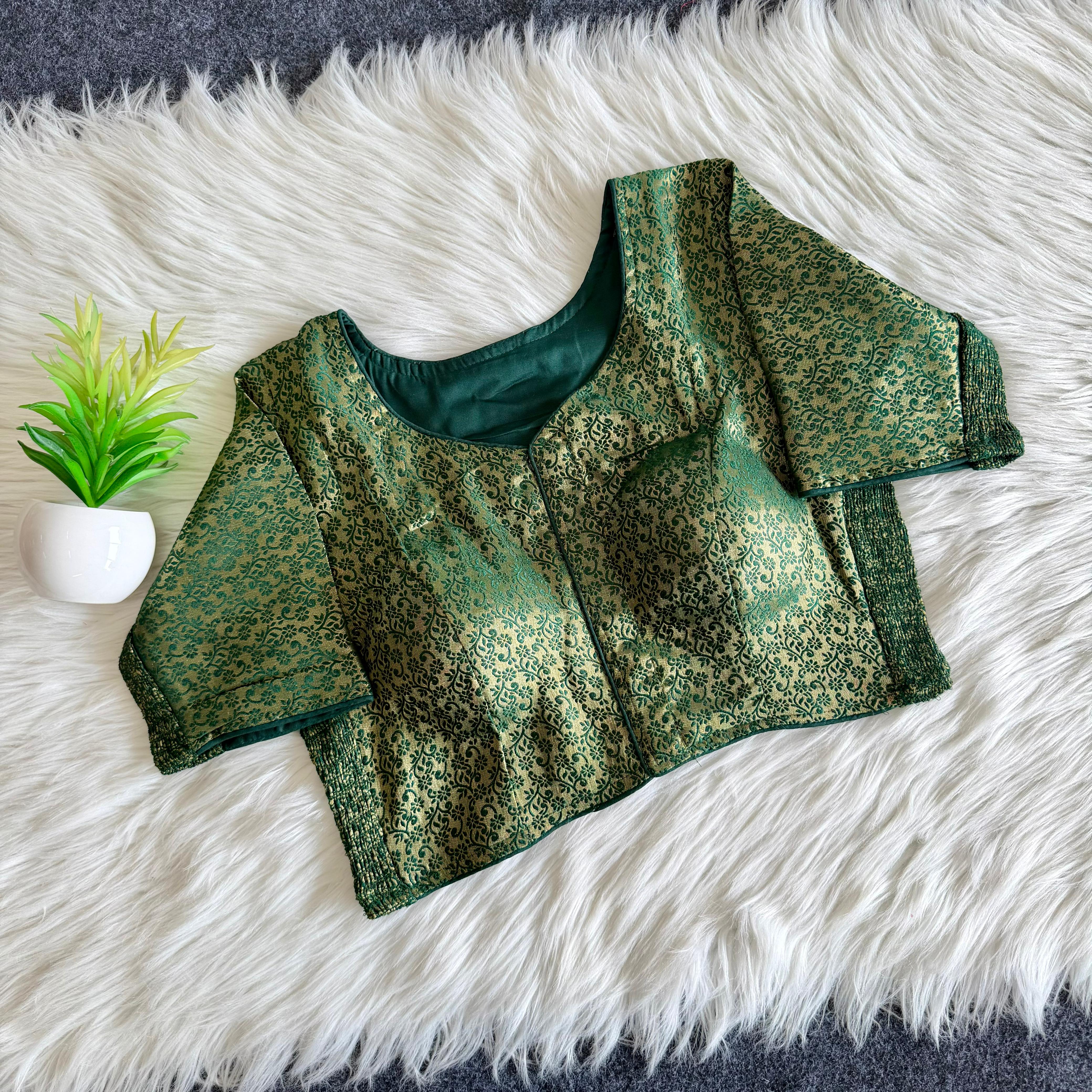 Saanvika Banarasi Blouse-Green